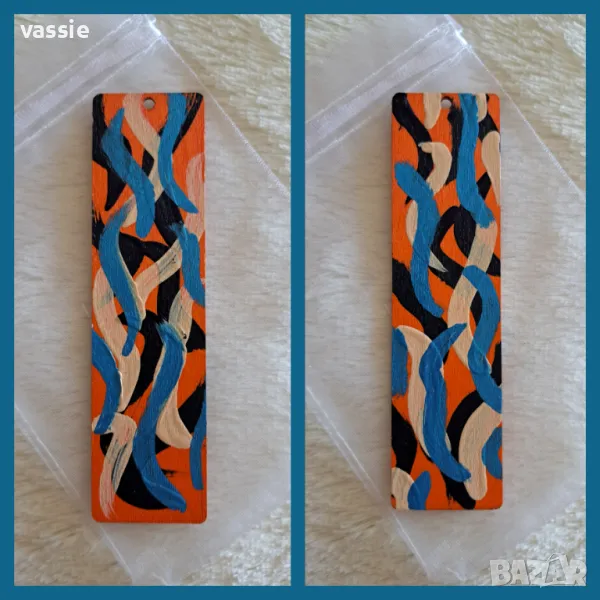 Ръчно рисуван дървен книгоразделител, снимка 1