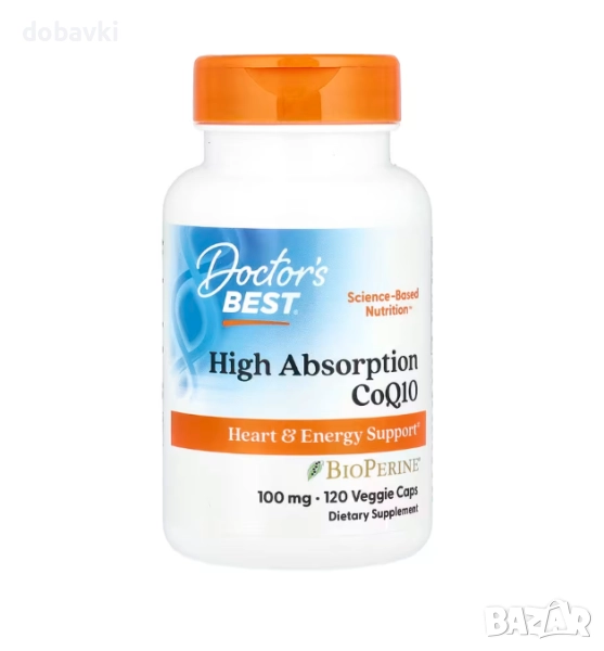 Коензим Q10 Doctor's Best, High Absorption CoQ10 with BioPerine®, 100 mg, 120 Veggie Caps, снимка 1