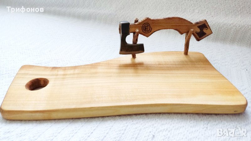Комплект "MASTER CHEF" - мезеджийска брадвичка с дъска /ръчна изработка/, снимка 1