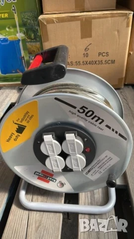 Удължител / разклонител / Макара 50 метра с 4 гнезда – KrafTRoyal, снимка 1