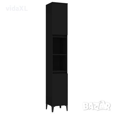 vidaXL Шкаф за баня, черен, 30x30x190 см, инженерно дърво(SKU:819797, снимка 1
