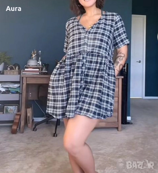 Plaid Flannel Babydoll Dress , снимка 1