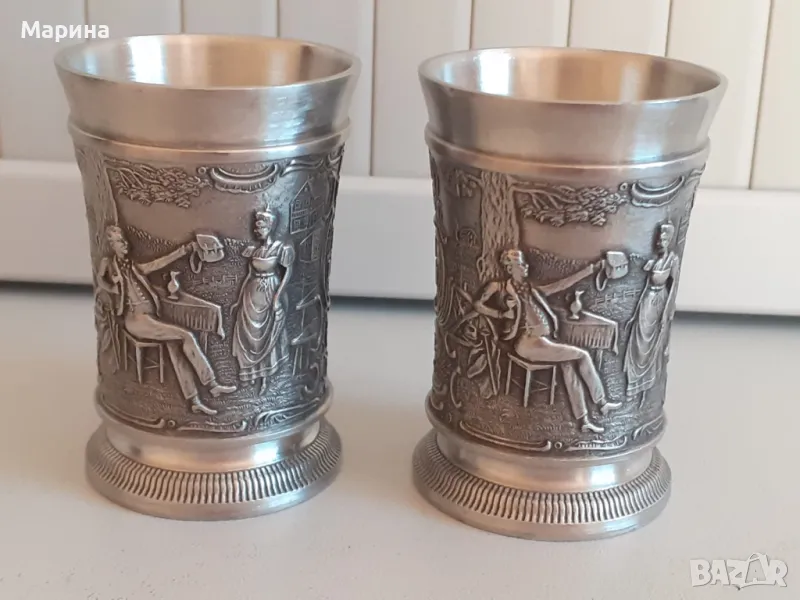 Немски чаши за ракия от калай, 40 мл.  Antik*Vintage#73, снимка 1