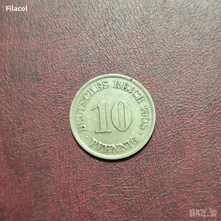 Германия 10 пфенига 1908 г. МД 'A' - Берлин, снимка 1