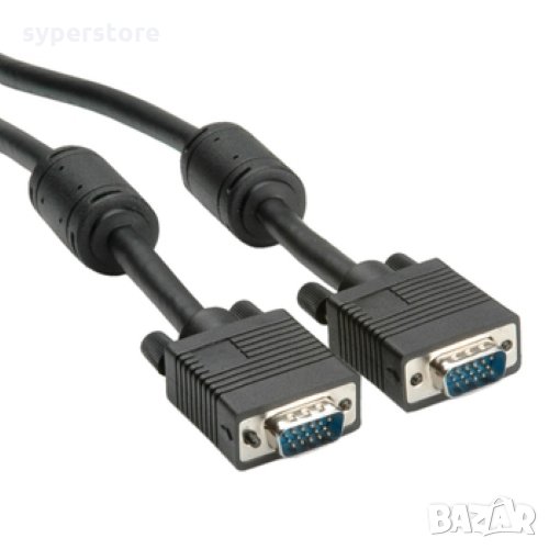 Кабел VGA - VGA 6м, Черен Digital One SP01267 Висококачествен кабел с два феритни филтъра и DDC функ, снимка 1