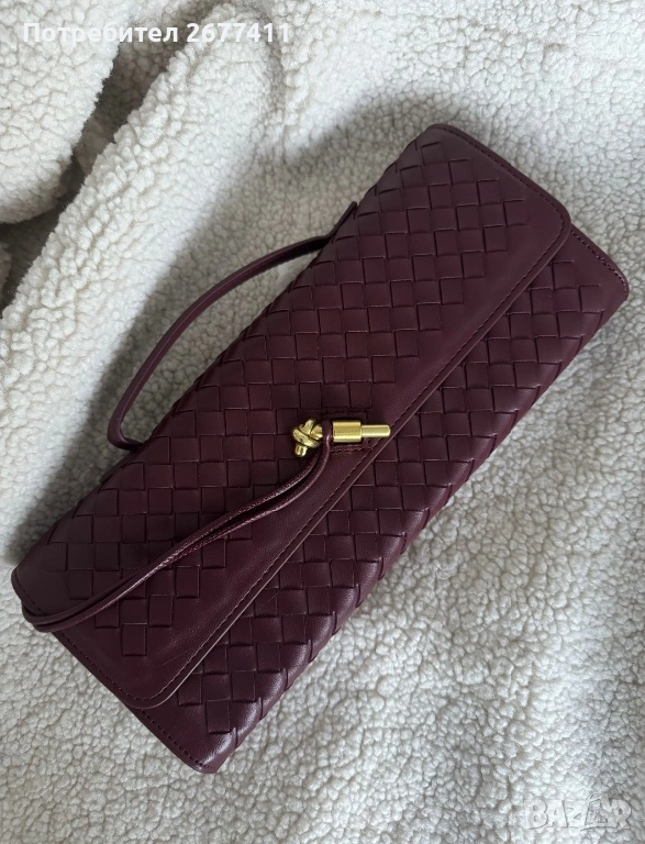 Дамска чанта бордо Bottega Venetta, снимка 1