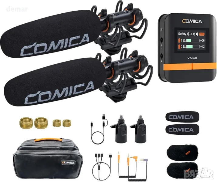 Комбиниран микрофон COMICA VM40, супер кардиоиден двуканален безжичен, снимка 1