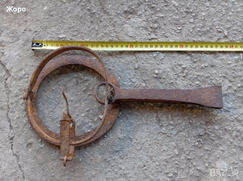 старинен голям кован капан, снимка 1