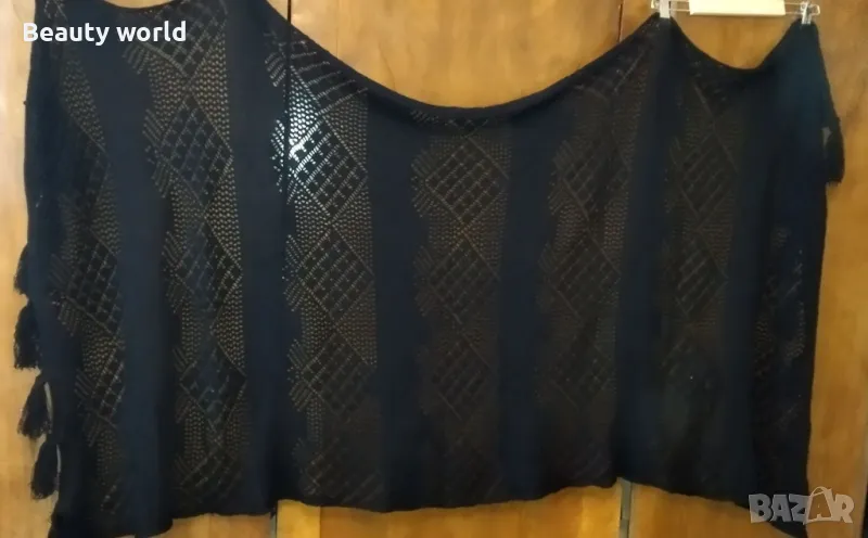 Черен памучен шал 1/2.20 см. , снимка 1