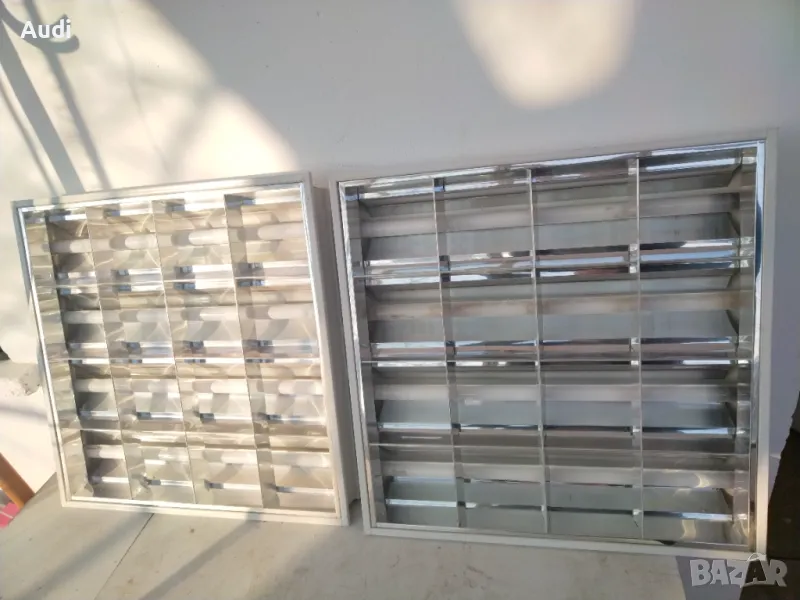 Осветително тяло за пури 4x60см, за вграждане в растерен таван, бяло тяло, алуминиев отражател. Напъ, снимка 1