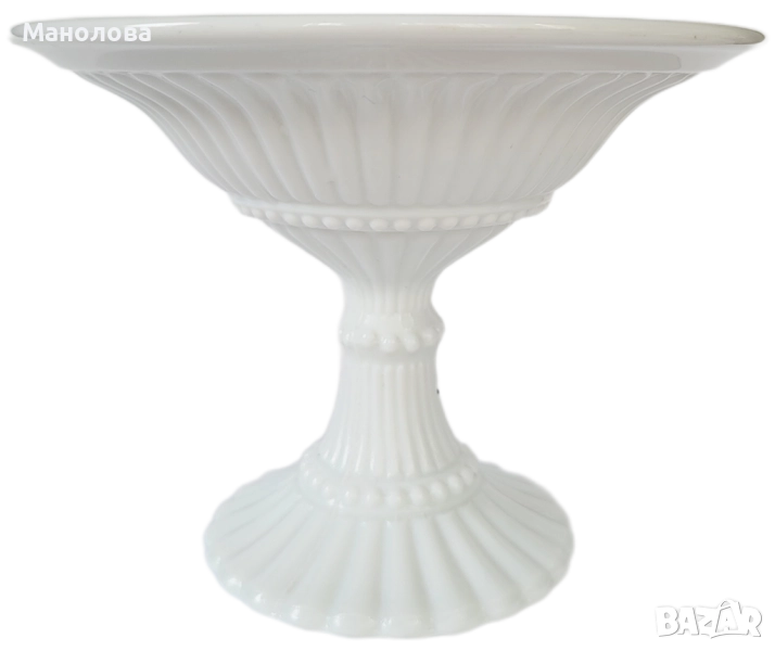 Фруктиера от млечно бяло стъкло., снимка 1