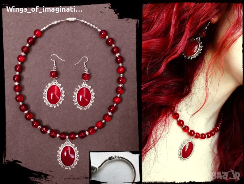 Комплект бижута със сребро 925, Ръчна изрботка, снимка 1