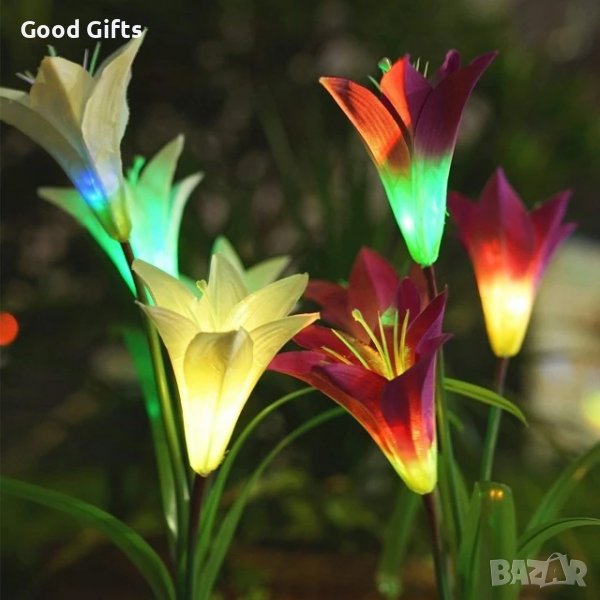 1+1 ОФЕРТА Соларна лампа лилиум Solar Light Flower, снимка 1