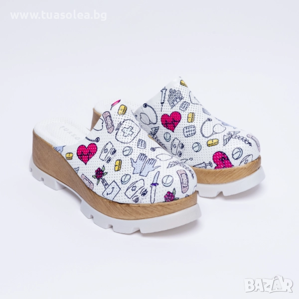 Анатомични чехли на платформа от естествена кожа | Марка Tuasolea, снимка 1