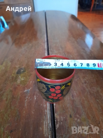 Стара Руска дървена чаша,хохлома #10, снимка 4 - Други ценни предмети - 52893143