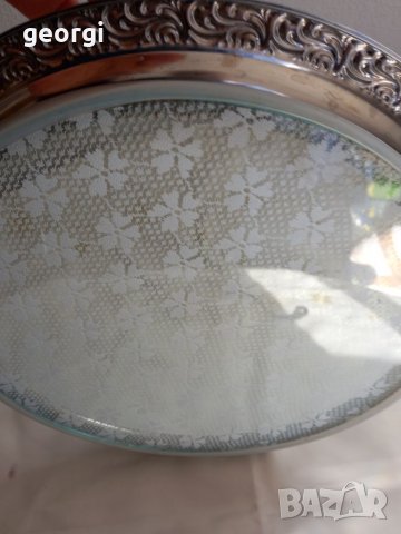 Стъклен поднос с метален обков  14/4, снимка 5 - Други - 35317685