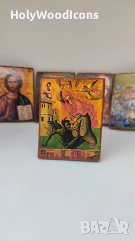Дървена икона Света Великомъченица Марина – Ръчна изработка, снимка 5 - Икони - 56103601