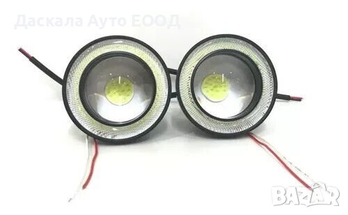 Комплект кръгли 9см LED ЛЕД халогени Лупа с анг.очи за вграждане, снимка 4 - Аксесоари и консумативи - 42455376