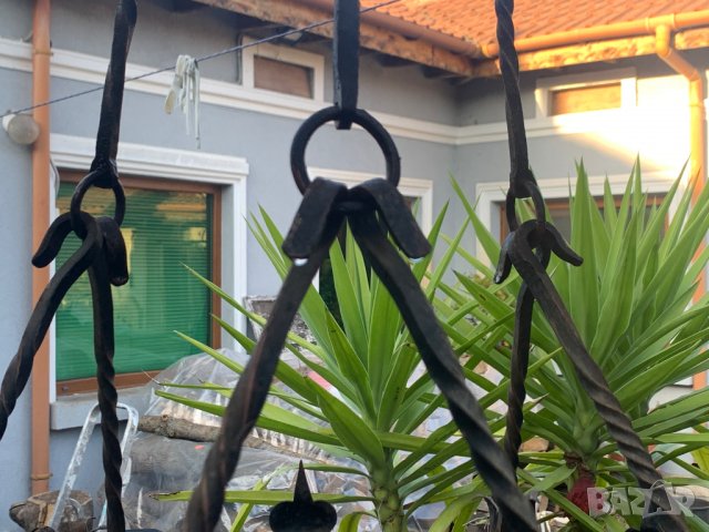 Голям старинен полилей кандилабър от нач. на 20-ти век от ковано желязо!, снимка 4 - Антикварни и старинни предмети - 38535103