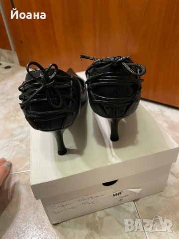 Черни обувки на ток естествена кожа, снимка 4 - Дамски обувки на ток - 42851245