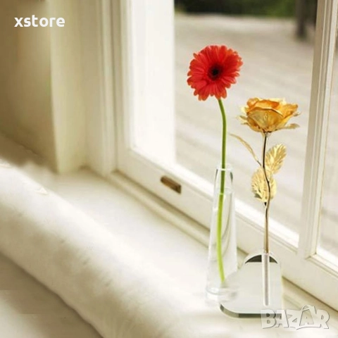 Прекрасна изкуствена роза с 24-каратово златно покритие и стойка "Сърце", снимка 10 - Подаръци за жени - 52793560