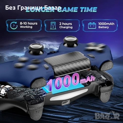 Нов джойстик контролер Bluetooth геймпад за PS4 Slim Pro PC с вибрация и жак 3.5 мм, снимка 6 - Аксесоари - 54131202