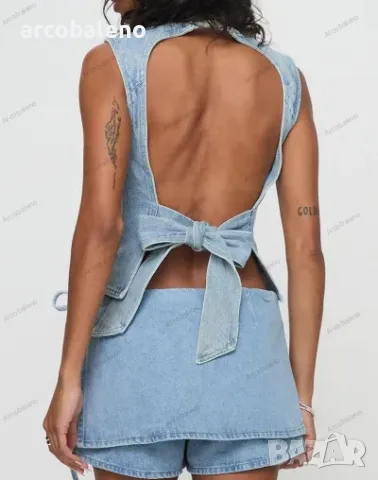 Нови дамски дънкови къси панталонки с ниска талия и джобове, 4цвята , снимка 3 - Къси панталони и бермуди - 48119301