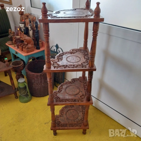 Етажерка ъглова масив манго, снимка 3 - Етажерки - 54104787