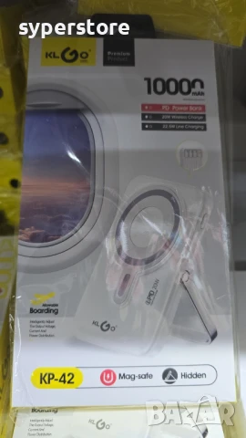 🔋 Външна преносима батерия 10 000 mAh KLGO KP-42 SS000560, с безжично зарядно 20W, wireless charger, снимка 2 - Външни батерии - 51039404