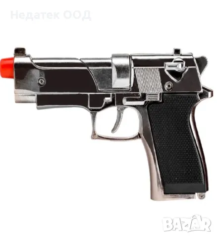 Метален, пистолет, 8 патрона, 13см