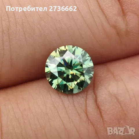 Жълто Зелен Мойсанит Диамант Брилянт 5 мм 0.5 карата, снимка 4 - Други - 49822818