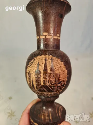 дървена ваза с дърворезба 25/4, снимка 4 - Декорация за дома - 50183339