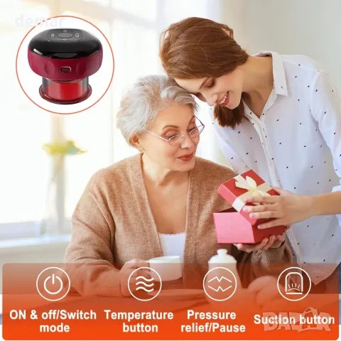 Emooncn 5 в 1 електрически комплект за масаж с вендузи Gua Sha с дистанционно, снимка 7 - Други - 49929672