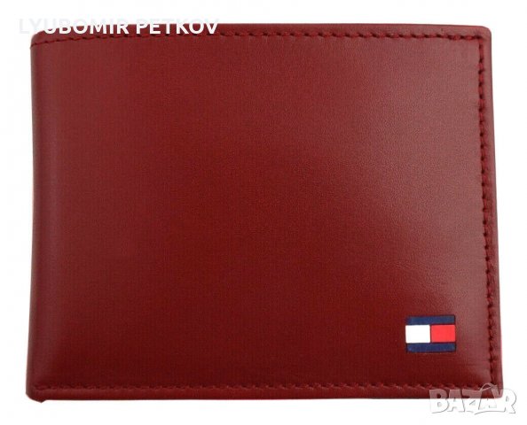 Нов Tommy Hilfiger Мъжки Кожен Червен Портфейл Портмоне, снимка 3 - Портфейли, портмонета - 31608878