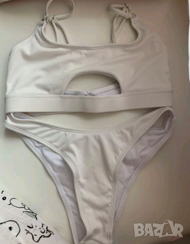 Бял бански рипс с подплънки , снимка 3 - Бански костюми - 37181913