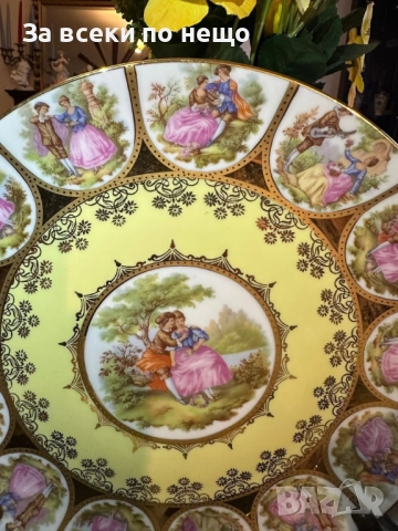 Circa 1930 “Любовна история” - изящно немско плато Код P1810, снимка 4 - Антикварни и старинни предмети - 53002040