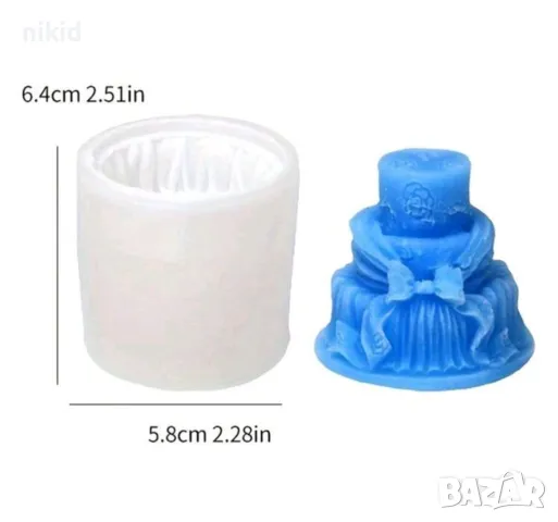 3D Висока торта на етажи с пандела панделка силиконов молд форма фондан шоколад гипс свещ смола , снимка 5 - Форми - 48893222