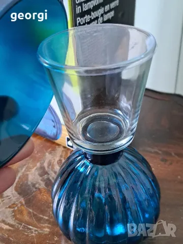 стъклен цветен свещник  3/4, снимка 3 - Декорация за дома - 48889336