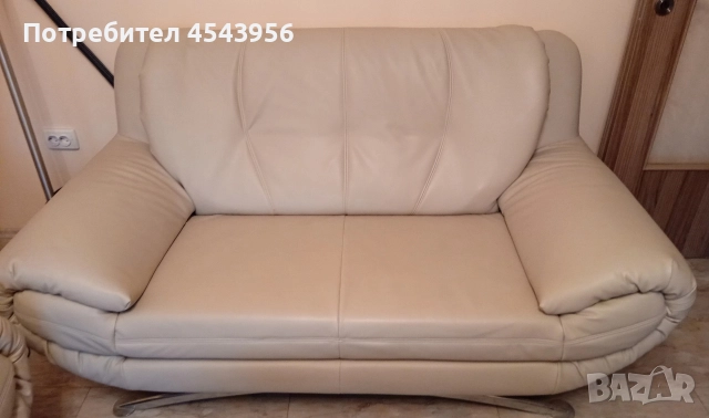 Комплект дивани 2бр и фотьойл, естествена кожа, снимка 2 - Дивани и мека мебел - 52085208