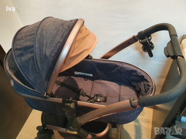 Комбинирана бебешка количка 3 в 1 Carra Tesoro Деним, снимка 10 - Детски колички - 44793271