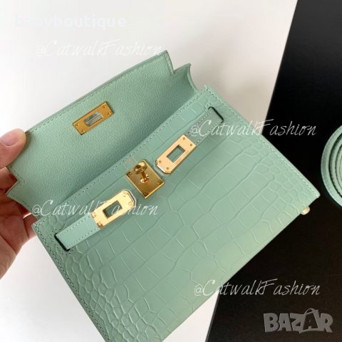 Hermes Kelly Mini light green, снимка 6 - Чанти - 36780324