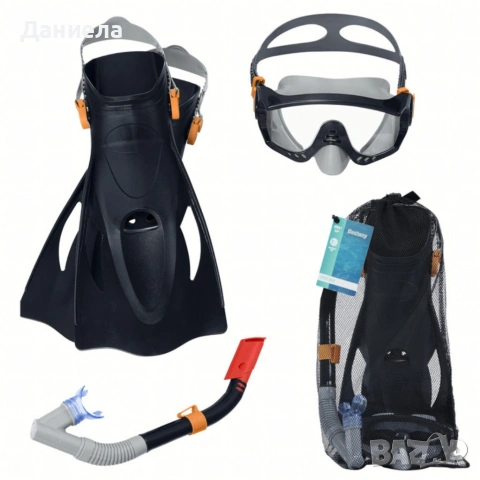 Комплект за шнорхелинг Bestway – маска, шнорхел и плавници с UV защита и суха система