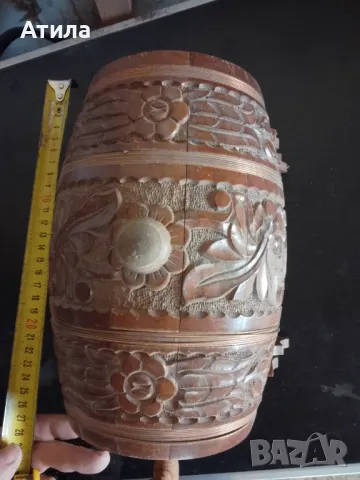 буре дървено декоративно 27 см, снимка 2 - Сувенири от дърво - 47801065