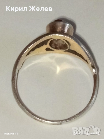 Винтидж сребърен пръстен СССР с червен Рубин майсторска ръчна изработка 31141, снимка 12 - Пръстени - 52960884