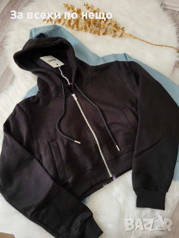 Дамски Къс Ватиран Суитчър - 2 Налични Цвята Код BS-89, снимка 4 - Суичъри - 51971718