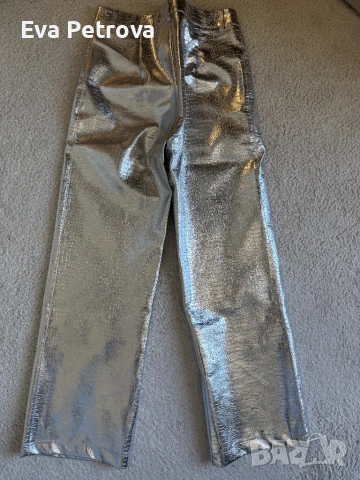 Кожен панталон сив  питон принт 27 S, снимка 7 - Панталони - 54341569