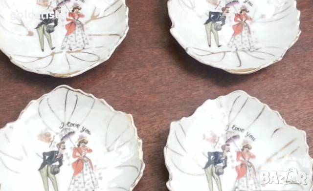 Ретро чинийки фин порцелан с позлата , снимка 4 - Антикварни и старинни предмети - 17304483