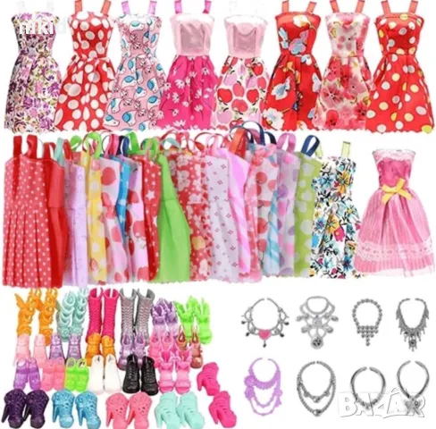Сет 26 части рокли рокля и аксесоари за кукла Барби играчки, снимка 12 - Кукли - 23796360