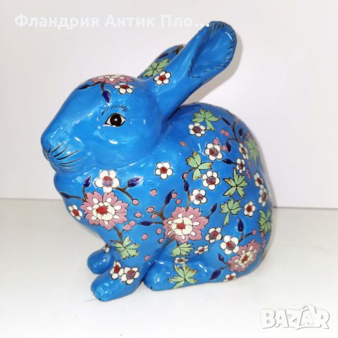 	 Синьо порцеланово зайче, снимка 2 - Статуетки - 32433176
