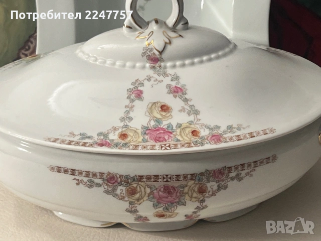 Античен супник с купа порцелан, снимка 2 - Антикварни и старинни предмети - 53301691